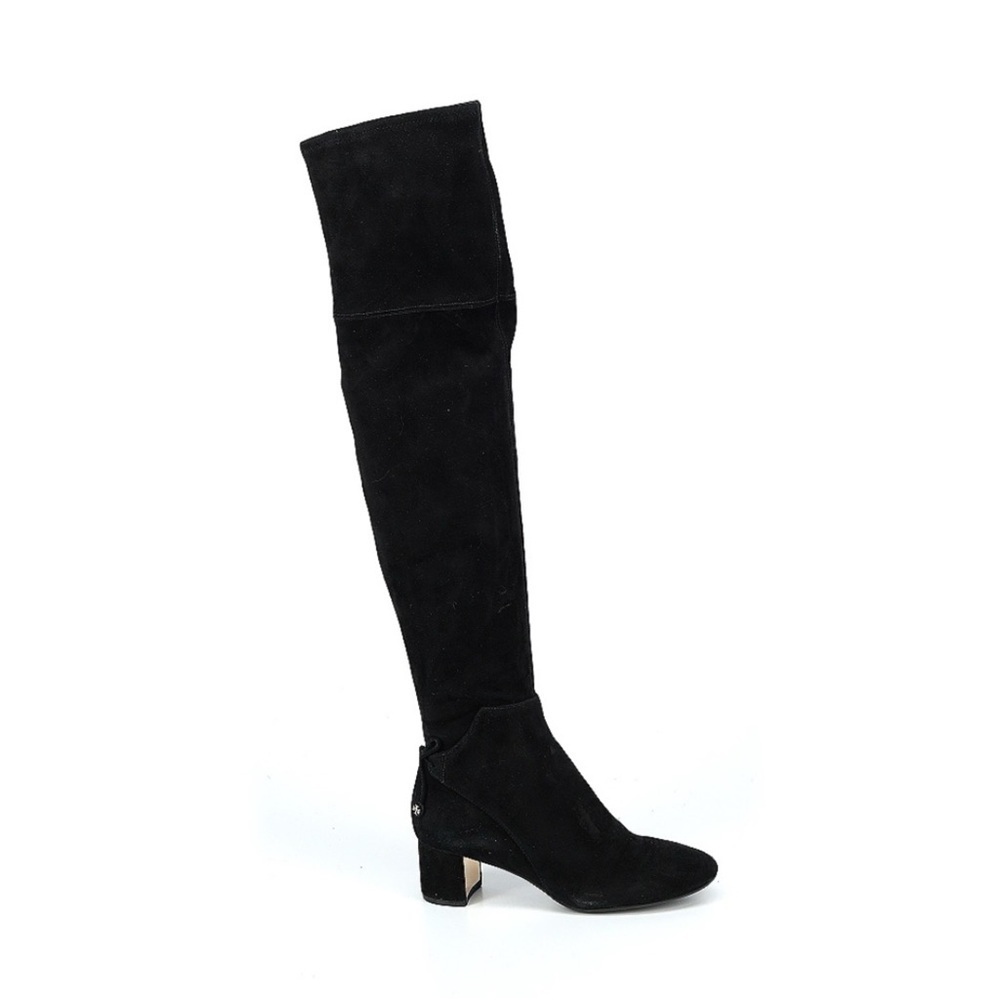 TORY BURCH Over The Knee Laila Black Carbon Stretch Suede Boots 7​​​